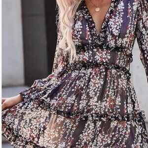 Navy blue/floral mini dress